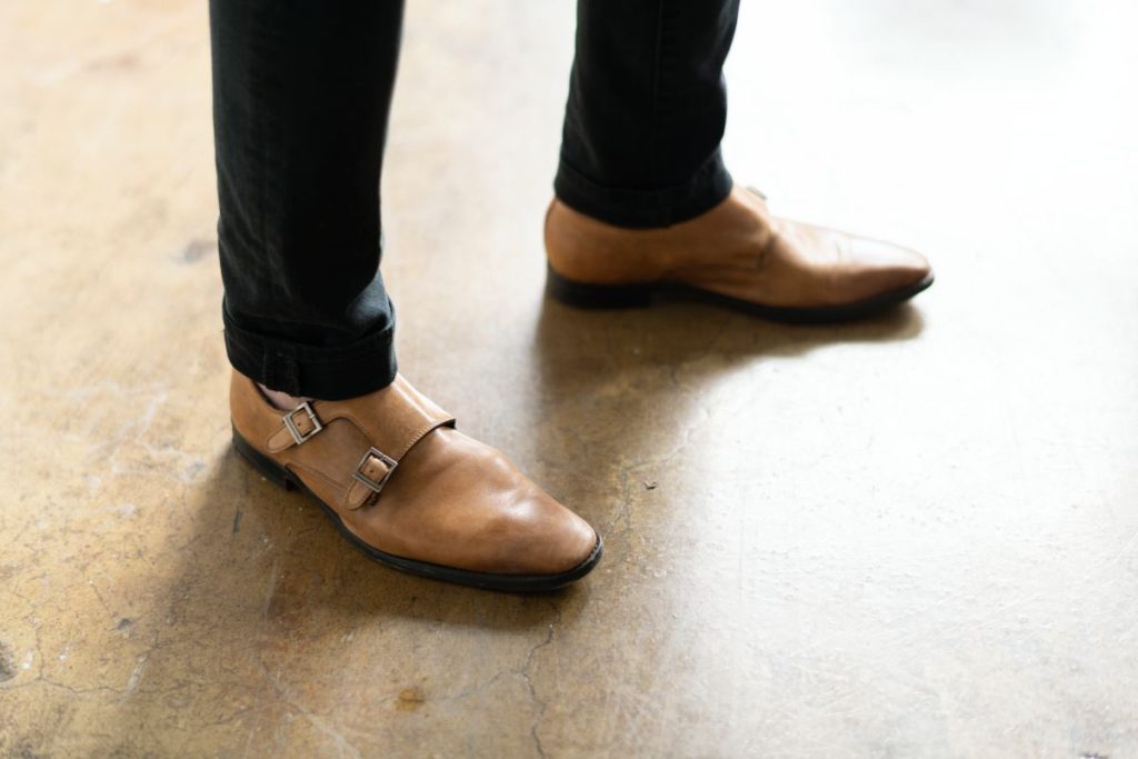 Businessman wearing brown  shoes